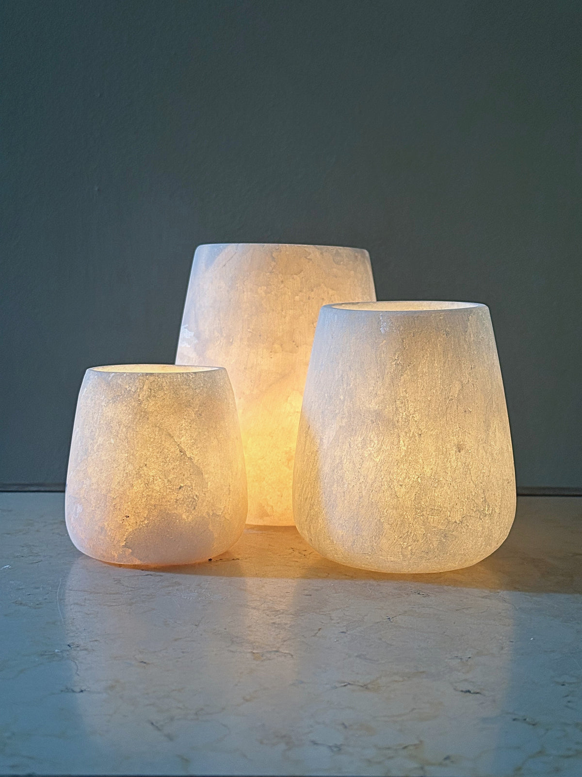 Teardrop White Alabaster Candle Holder | Hand-Carved Tear Drop Stone Vessel | Egyptian Marble Tea Light Accent | Luxury Ambient Home Decor