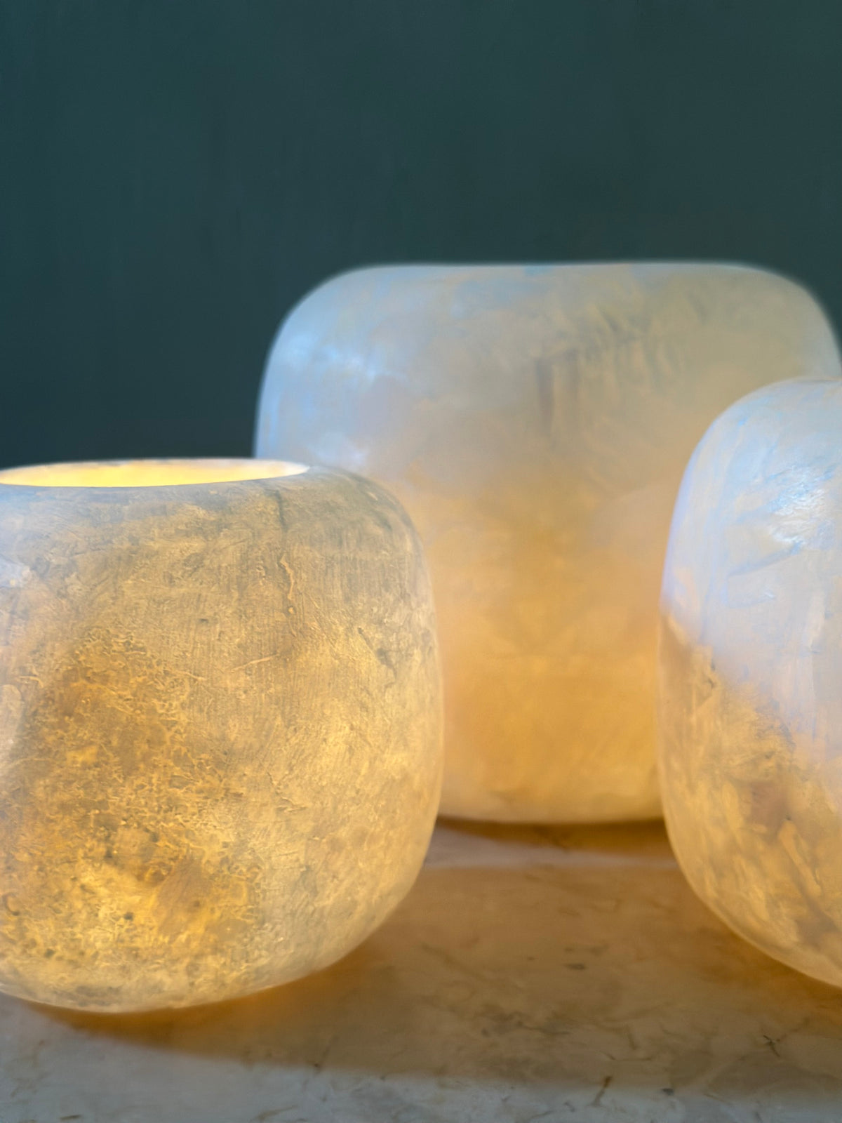 Round Sphere White Alabaster Candle Holder | Hand-Carved Globe Stone Vessel & Bowl | Egyptian Marble Tea Light Accent | Luxury Sphere Home Decor