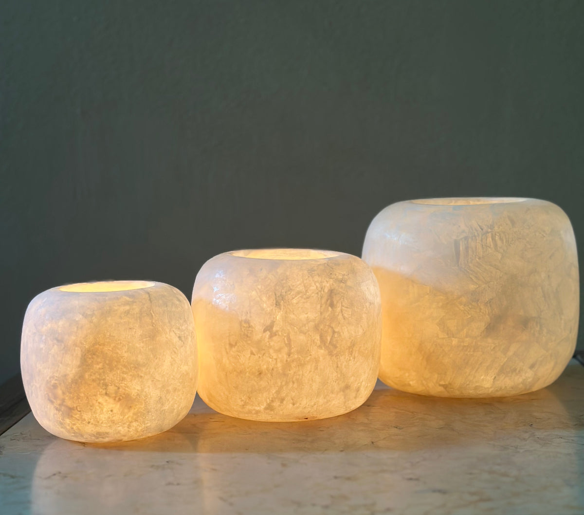 Round Sphere White Alabaster Candle Holder | Hand-Carved Globe Stone Vessel & Bowl | Egyptian Marble Tea Light Accent | Luxury Sphere Home Decor