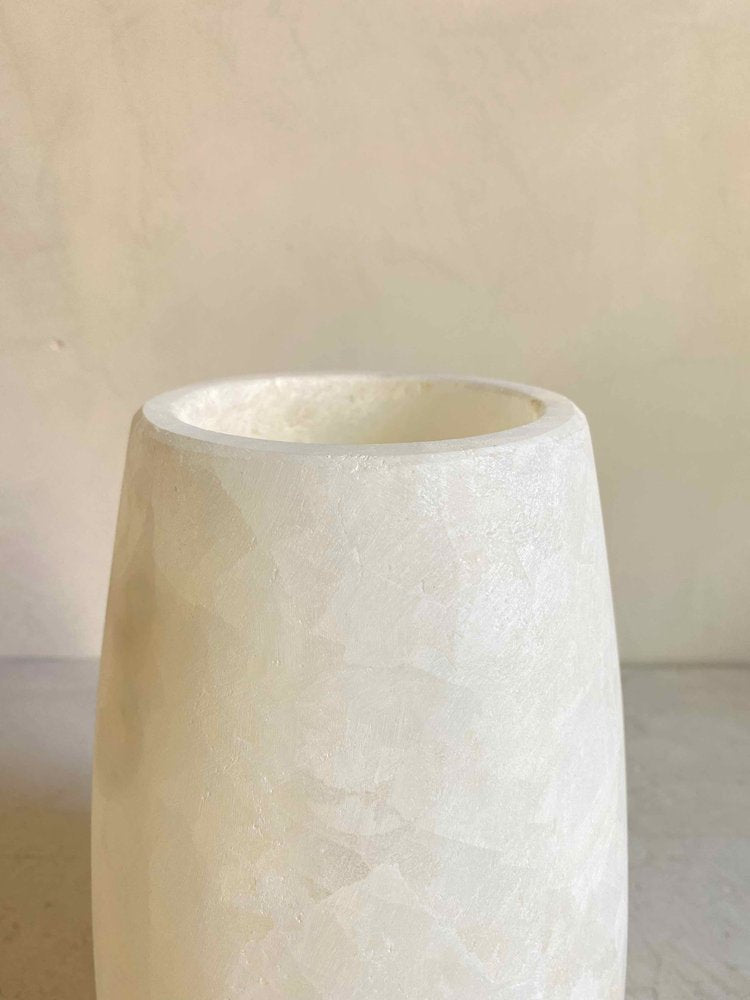 Teardrop White Alabaster Candle Holder | Hand-Carved Tear Drop Stone Vessel | Egyptian Marble Tea Light Accent | Luxury Ambient Home Decor