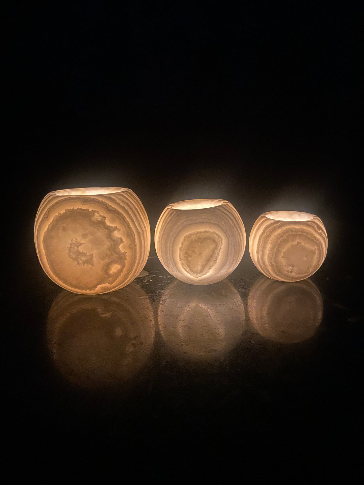Veined White Alabaster Sphere Candle Holder | Hand-Carved Natural Stone Ball Vessel | Egyptian Marble Tea Light Accent | Luxury Ambient Home Decor