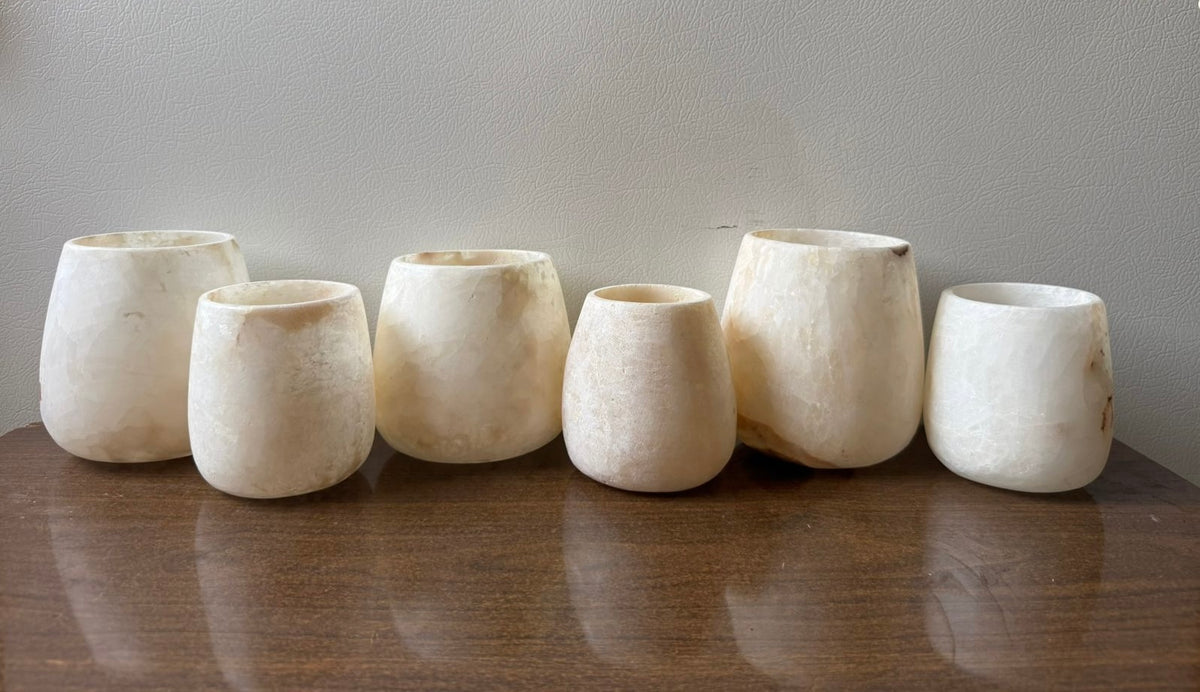 Teardrop White Alabaster Candle Holder | Hand-Carved Tear Drop Stone Vessel | Egyptian Marble Tea Light Accent | Luxury Ambient Home Decor