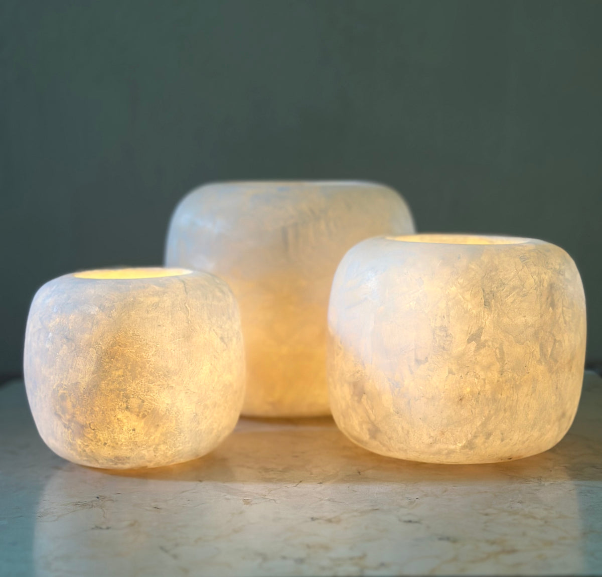 Round Sphere White Alabaster Candle Holder | Hand-Carved Globe Stone Vessel & Bowl | Egyptian Marble Tea Light Accent | Luxury Sphere Home Decor