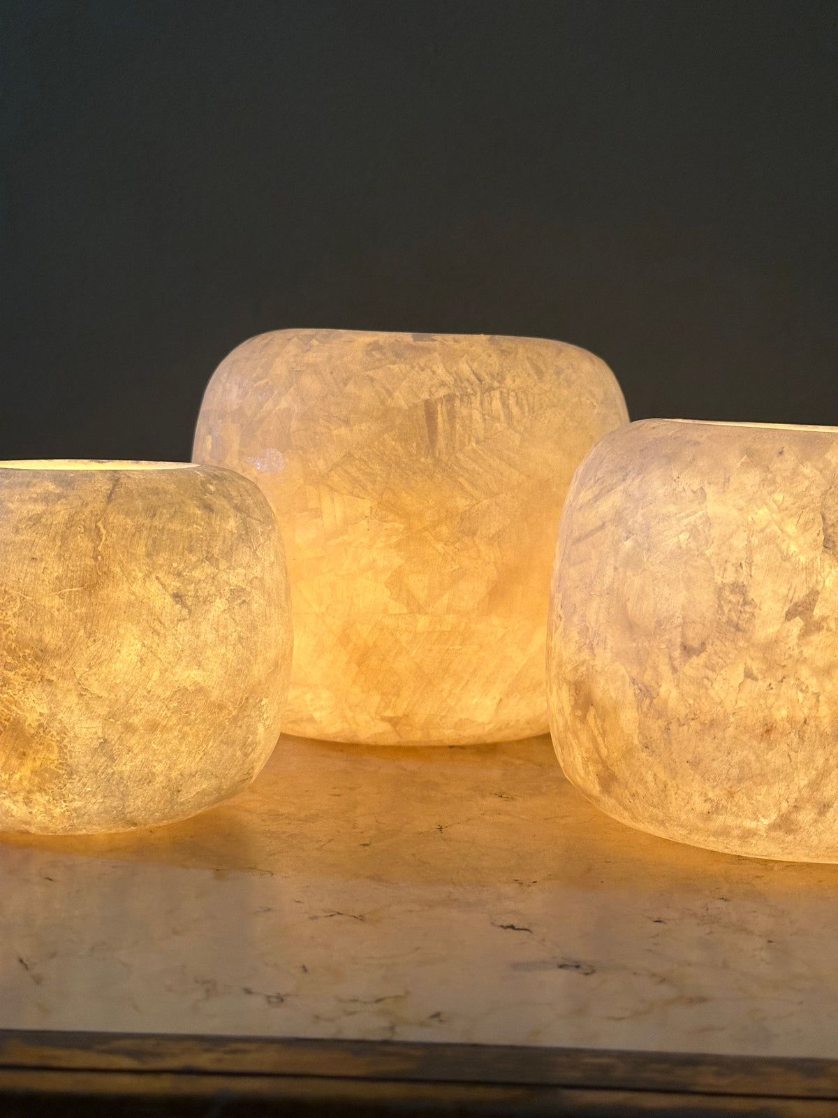 Round Sphere White Alabaster Candle Holder | Hand-Carved Globe Stone Vessel & Bowl | Egyptian Marble Tea Light Accent | Luxury Sphere Home Decor
