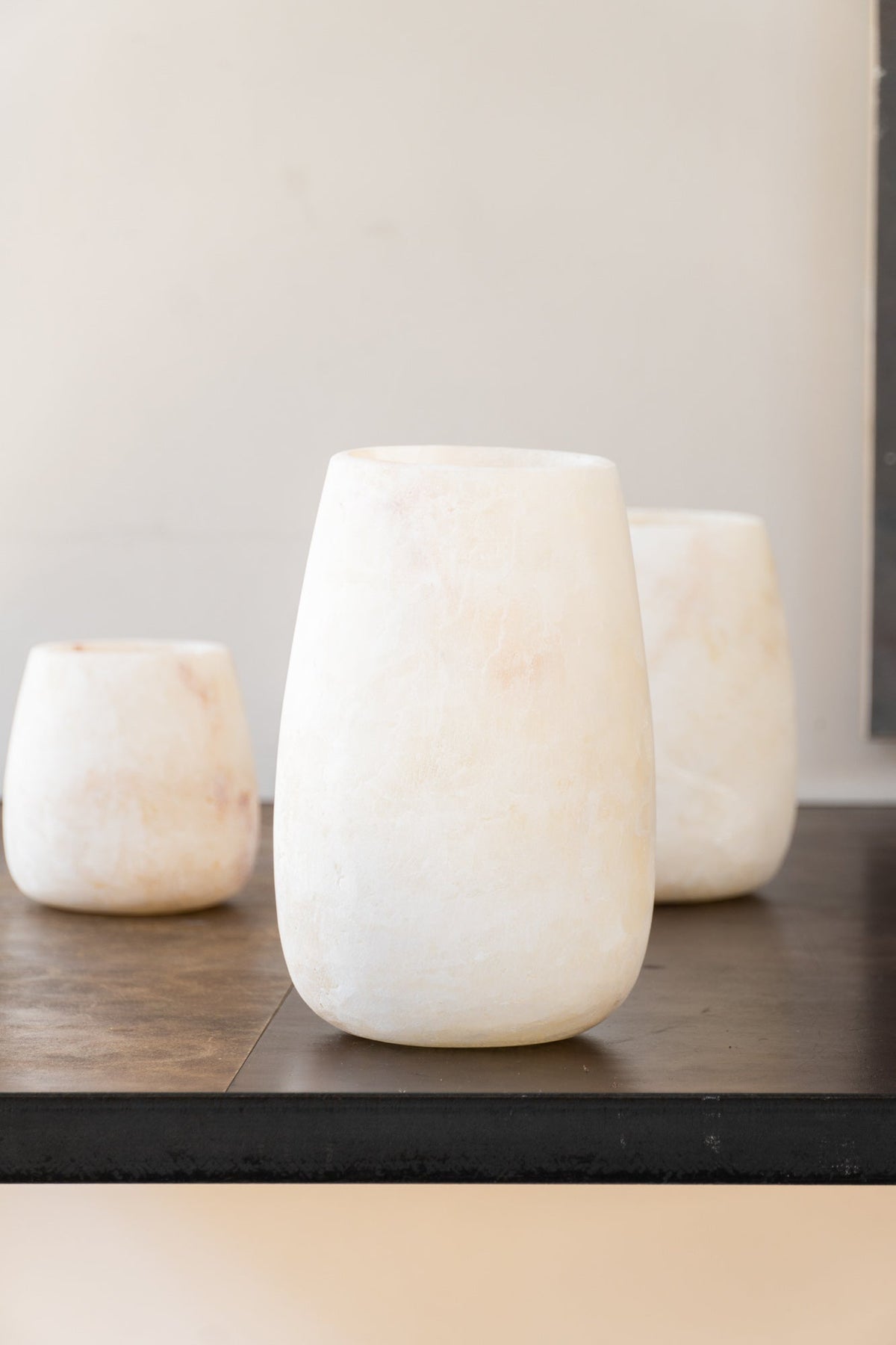 Teardrop White Alabaster Candle Holder | Hand-Carved Tear Drop Stone Vessel | Egyptian Marble Tea Light Accent | Luxury Ambient Home Decor