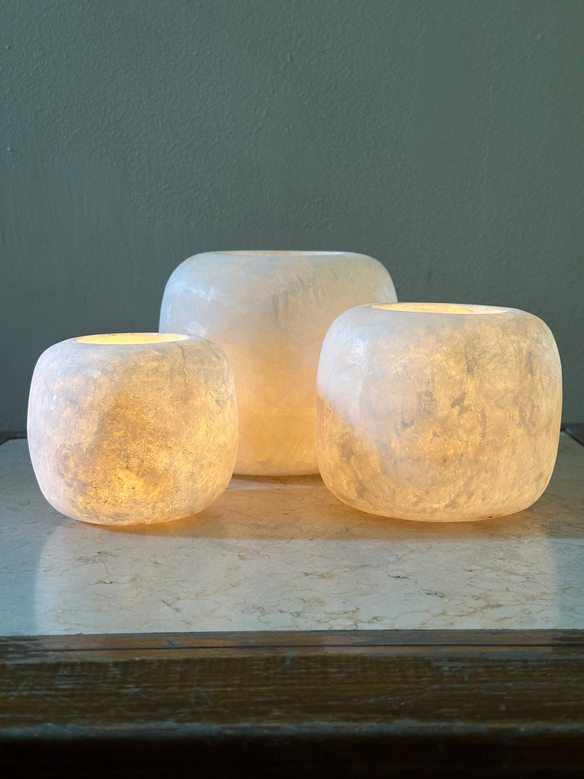 Round Sphere White Alabaster Candle Holder | Hand-Carved Globe Stone Vessel & Bowl | Egyptian Marble Tea Light Accent | Luxury Sphere Home Decor