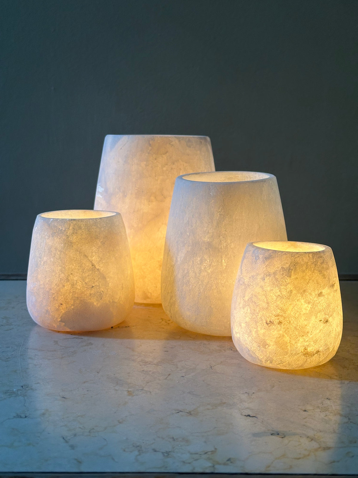 Teardrop White Alabaster Candle Holder | Hand-Carved Tear Drop Stone Vessel | Egyptian Marble Tea Light Accent | Luxury Ambient Home Decor